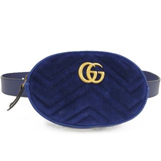 グッチ(GUCCI)のGUCCI ウエストバッグ GGマーモント ベロア スエード ブルー系(ボディバッグ/ウエストポーチ)