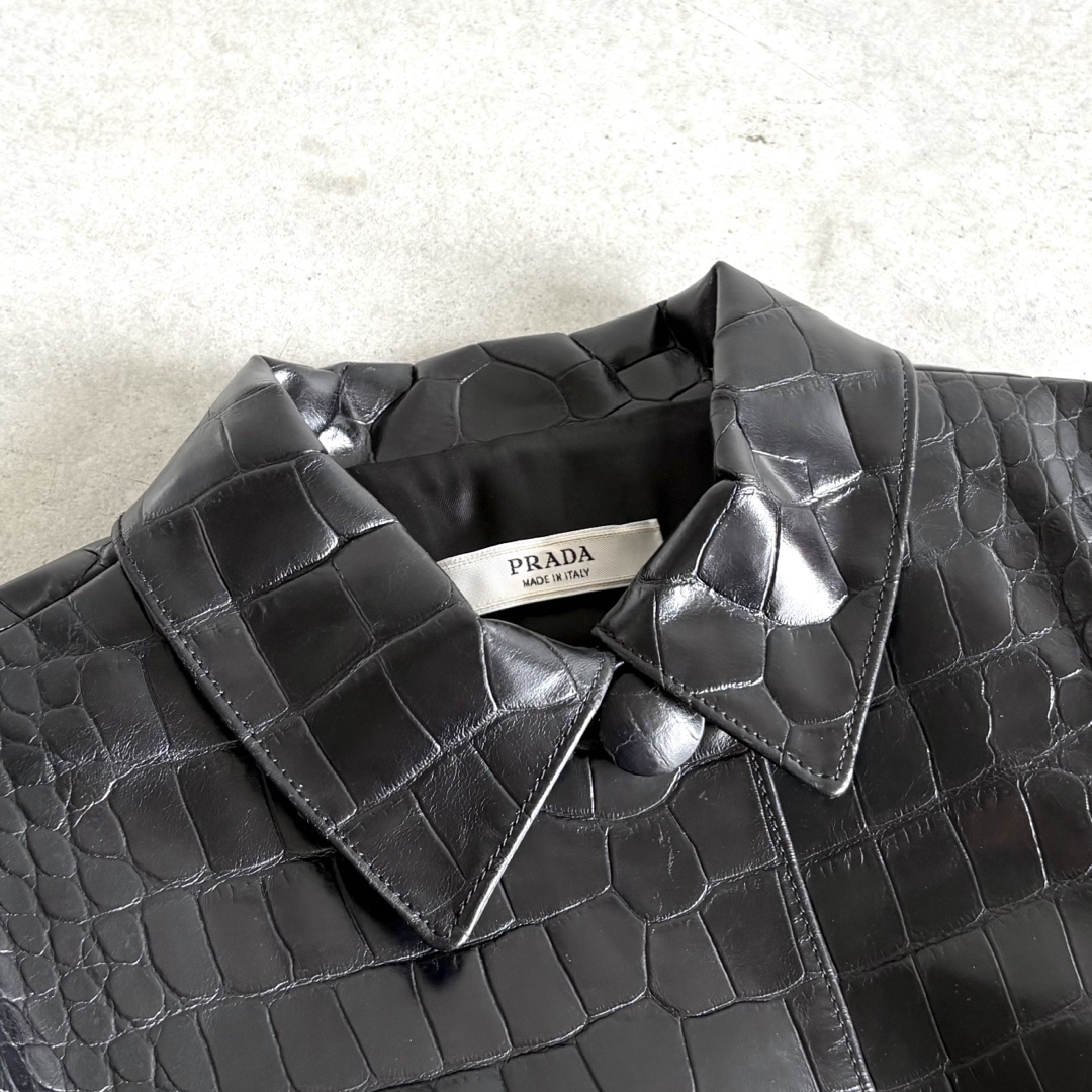 【在庫処分】 希少 - PRADA PRADA ブラック 40 ジャケット アリゲーター ジャケット・アウター