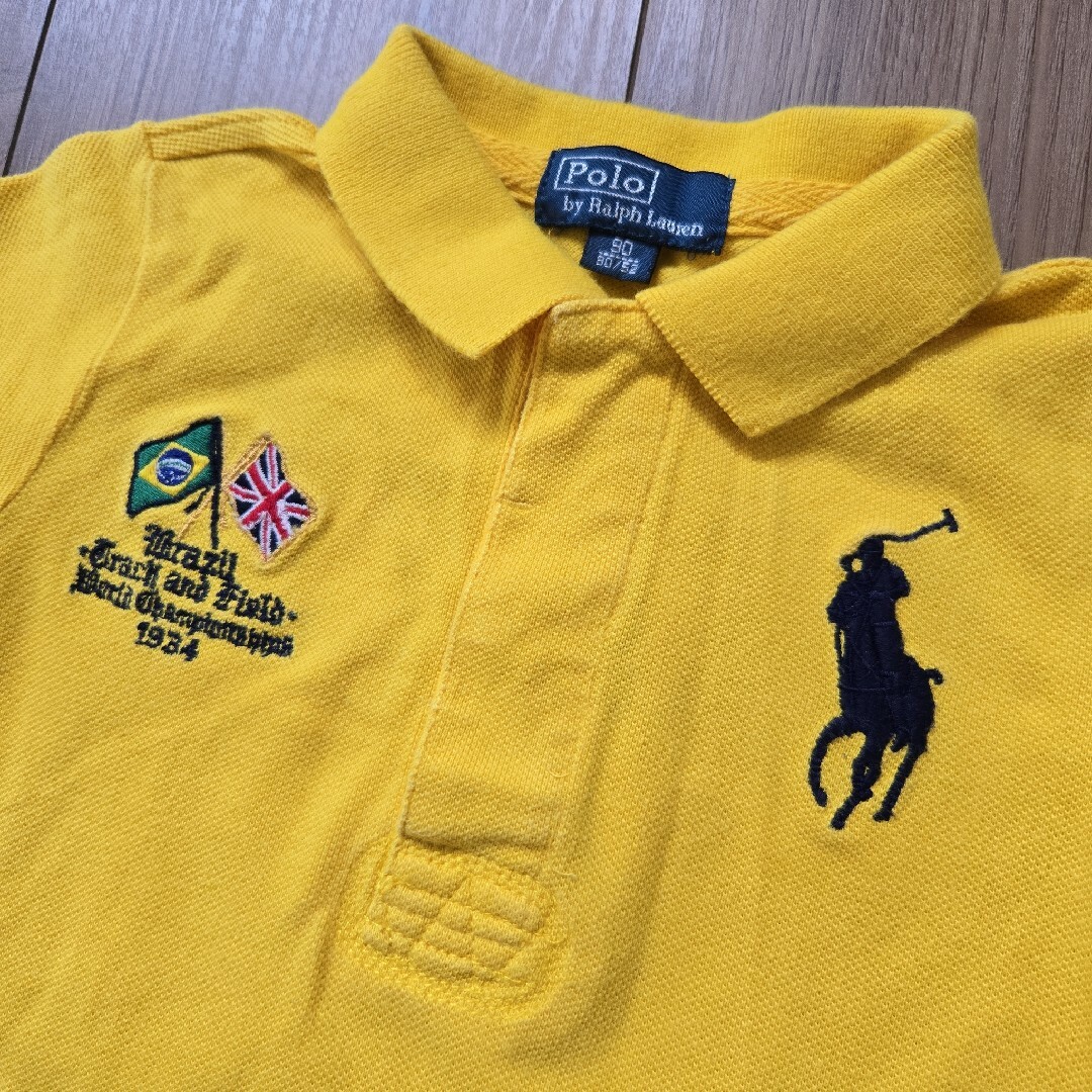 Ralph Lauren(ラルフローレン)の【RALPH LAUREN】 半袖 ポロシャツ トップス ブラジル 黄色 キッズ/ベビー/マタニティのキッズ服男の子用(90cm~)(Tシャツ/カットソー)の商品写真