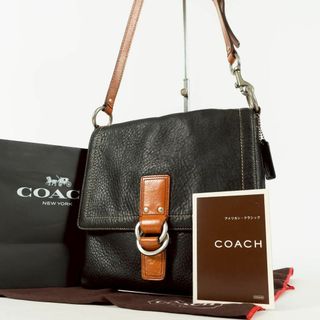 コーチ(COACH)の【極美品✨】コーチ　ショルダーバッグ　レザー　黒×ブラウン　シンプルデザイン(ショルダーバッグ)