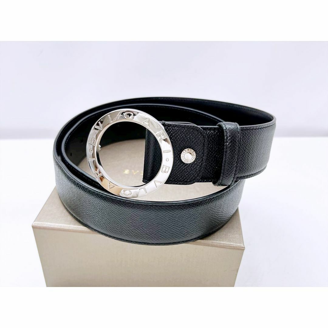 BVLGARI - 美品　BVLGARI　ブルガリ　マン　グレインレザー　メンズ　ベルト　ラウンド