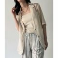 【アイボリー】【S】ハーフスリーブシアーシャツジャケット