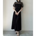 【Bブラック】【L】Meiru バックリボントップス+フレアキャミワンピースset