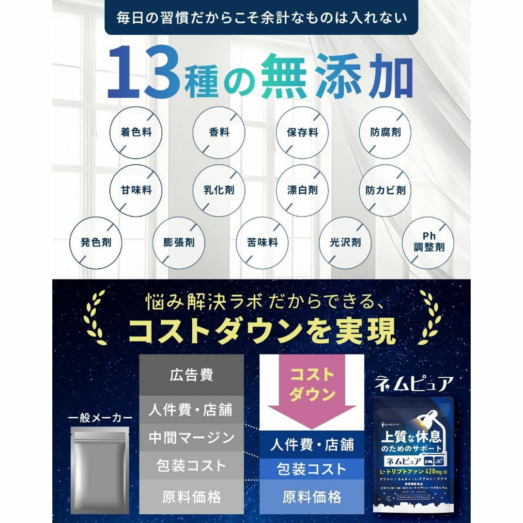 上質な休息のためのサポート ネムピュア トリプトファン 12600mg 食品/飲料/酒の健康食品(その他)の商品写真