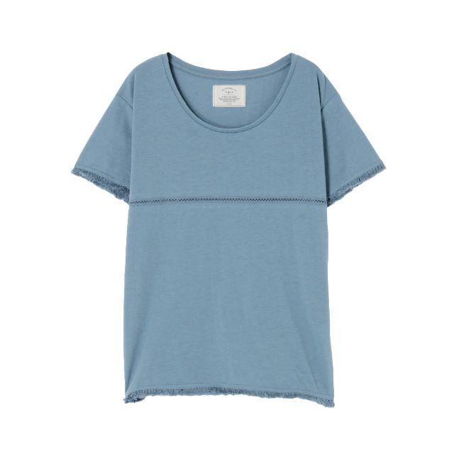 Ungrid(アングリッド)の新品 定価4,490円 Ungrid アングリッド フリンジコンビTee ブルー レディースのトップス(Tシャツ(半袖/袖なし))の商品写真