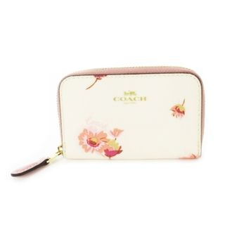 コーチ(COACH)のコーチ コインケース 小銭入れ レザー 革 フローラルプリント ロゴ ピンク(コインケース)