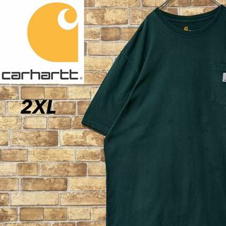カーハート(carhartt)のカーハート　Tシャツ　ポケット　グリーン　ビッグシルエット　ロゴ　半袖　2XL(Tシャツ/カットソー(半袖/袖なし))