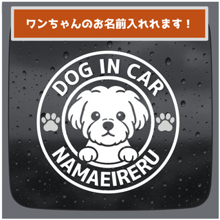 DOG IN CAR（名入れ可能）丸型カッティングステッカー／マルチーズ(その他)