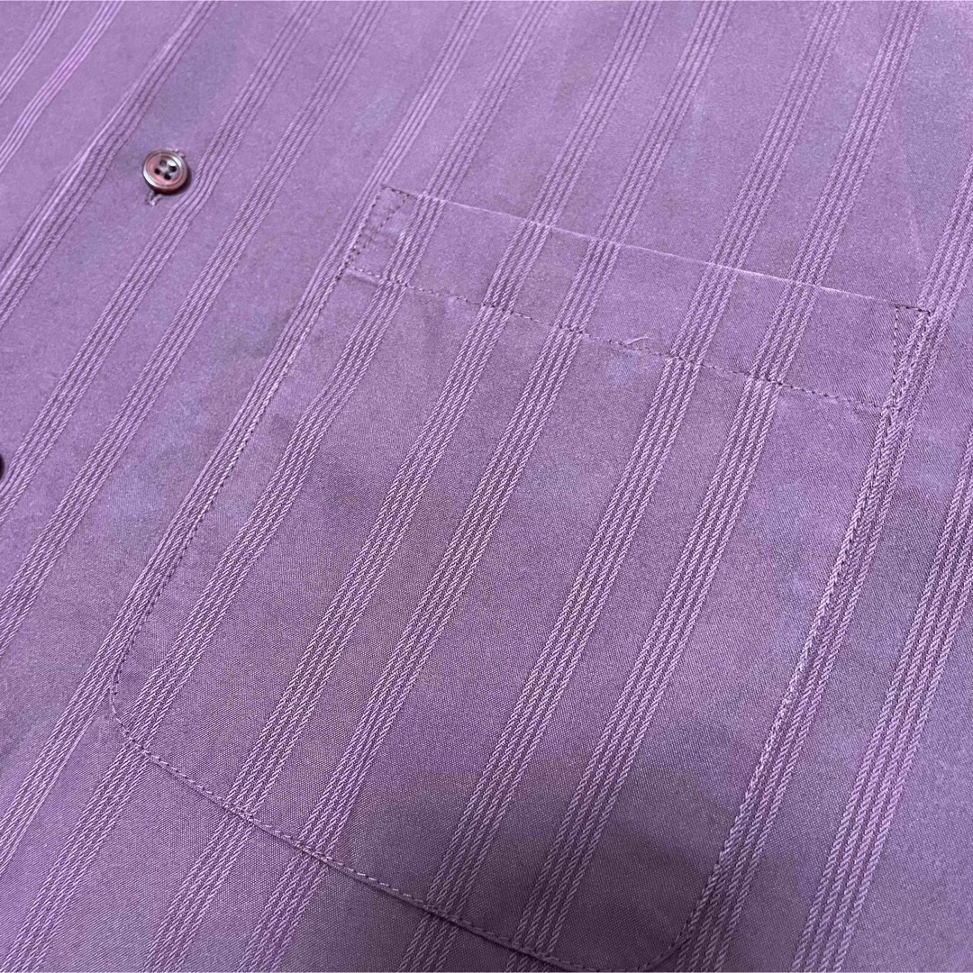 shirts(シャツ)のUSA古着　HAGGAR　半袖シャツ　XXL　ワインレッド　ボルドー　ストライプ メンズのトップス(シャツ)の商品写真