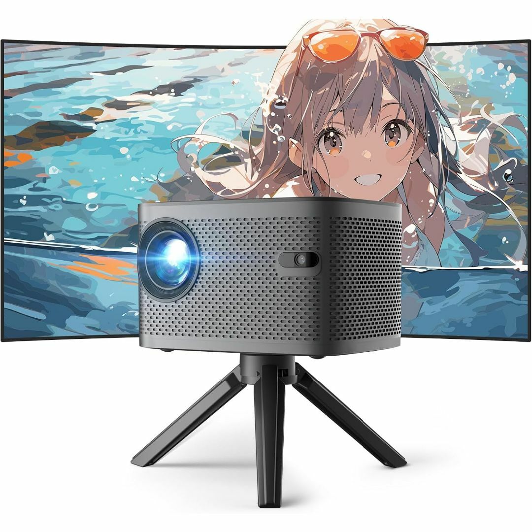 【2025年最新】プロジェクター小型 家庭用 18000L 卓上三脚付 電動台形 スマホ/家電/カメラのテレビ/映像機器(プロジェクター)の商品写真