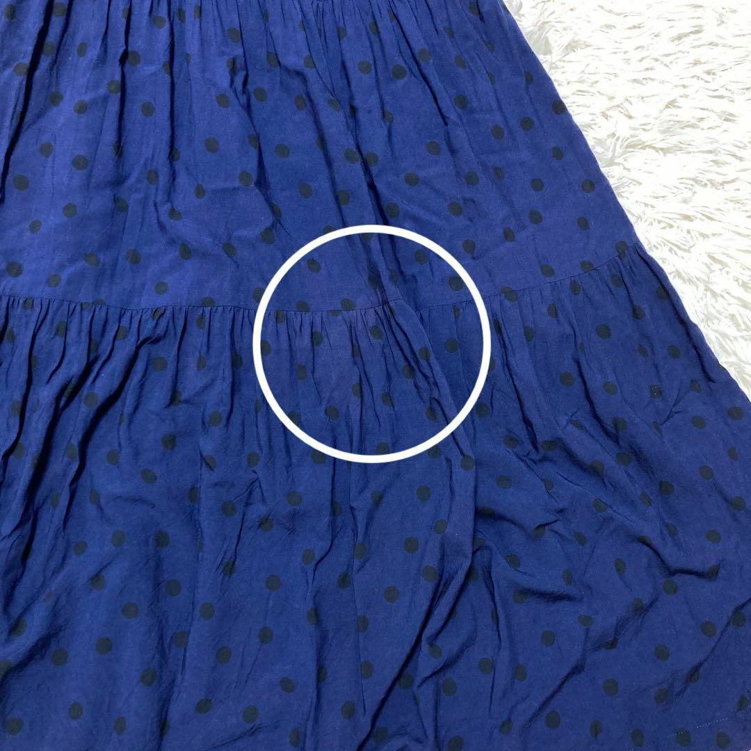 ホームクリーニング済✨シンメ ドット柄ワンピース ネイビー
