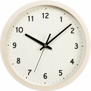 【人気商品】アイリスプラザ 掛け時計 壁掛け 静音 アイボリー 直径25cm/非(置時計)