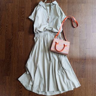 URBAN RESEARCH DOORS - 美品♪アーバンリサーチドアーズ コットン ウエストギャザー シャツワンピース