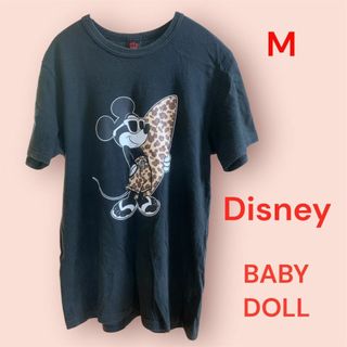 ディズニー(Disney)のディズニー×BABYDOLL ミッキー サーフィンTシャツ Mサイズ ブラック(Tシャツ(半袖/袖なし))