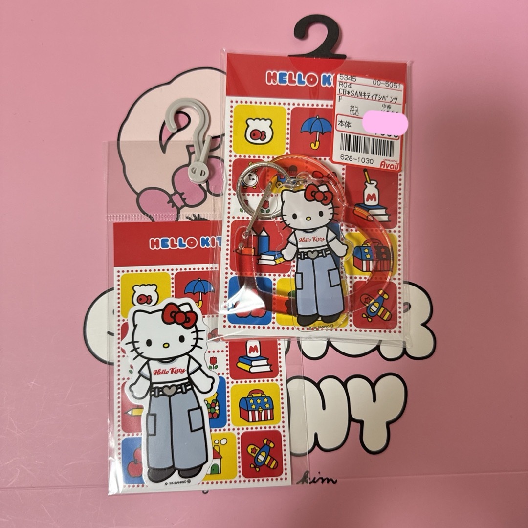 アベイル ハローキティ アクリルカラビナ スタイルアップマスコット 2点セット エンタメ/ホビーのおもちゃ/ぬいぐるみ(キャラクターグッズ)の商品写真