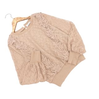 ナチュラルクチュール(natural couture)のnatural couture ナチュラルクチュール レース ニット セーター sizeF/ピンクベージュ ■◇ レディース(ニット/セーター)