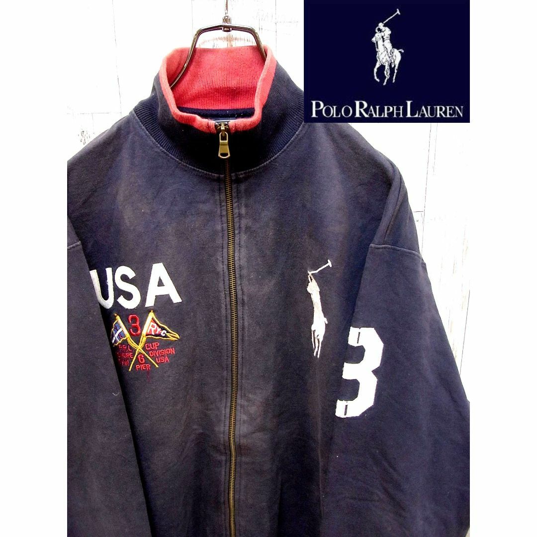 POLO RALPH LAUREN - Polo Ralph Lauren XL ネイビー×レッド スポーツブルゾン