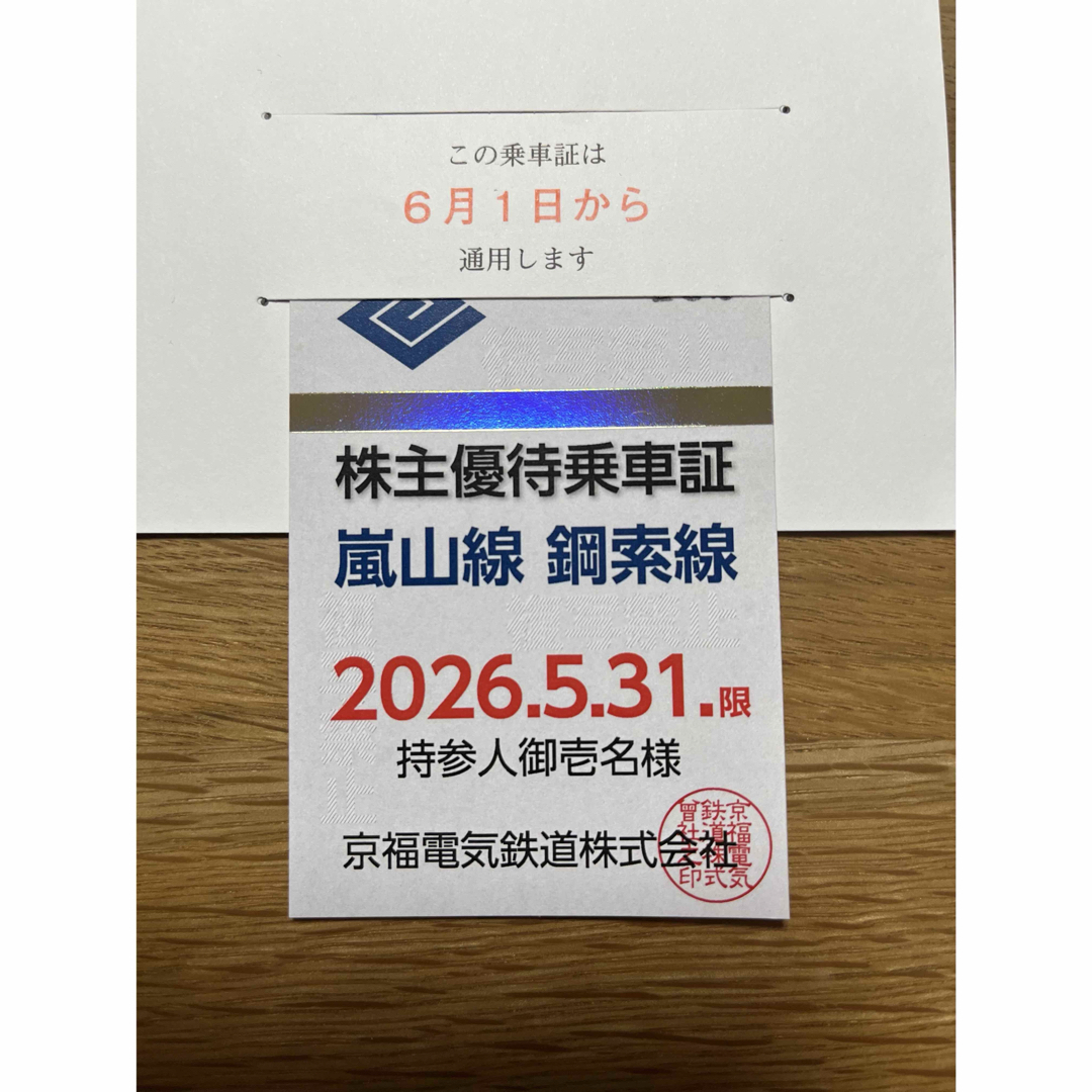 京福電鉄 嵐電 株主優待 チケットの乗車券/交通券(鉄道乗車券)の商品写真