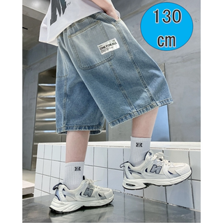 キッズ ハーフパンツ 130 大きなポケット デニム ゆったり ジーンズ  韓国(パンツ/スパッツ)