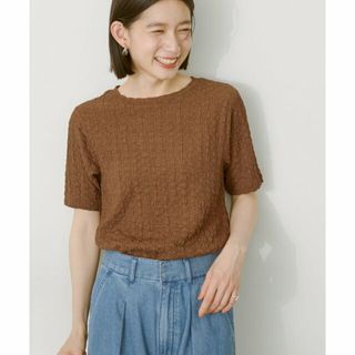 アメリカンホリック(AMERICAN HOLIC)の【ブラウン】ぽこぽこ半袖Tシャツ(カットソー(長袖/七分))