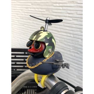アヒル隊長　車　自転車　バイク　プロペラ ヘルメット　黒-銃迷彩(その他)
