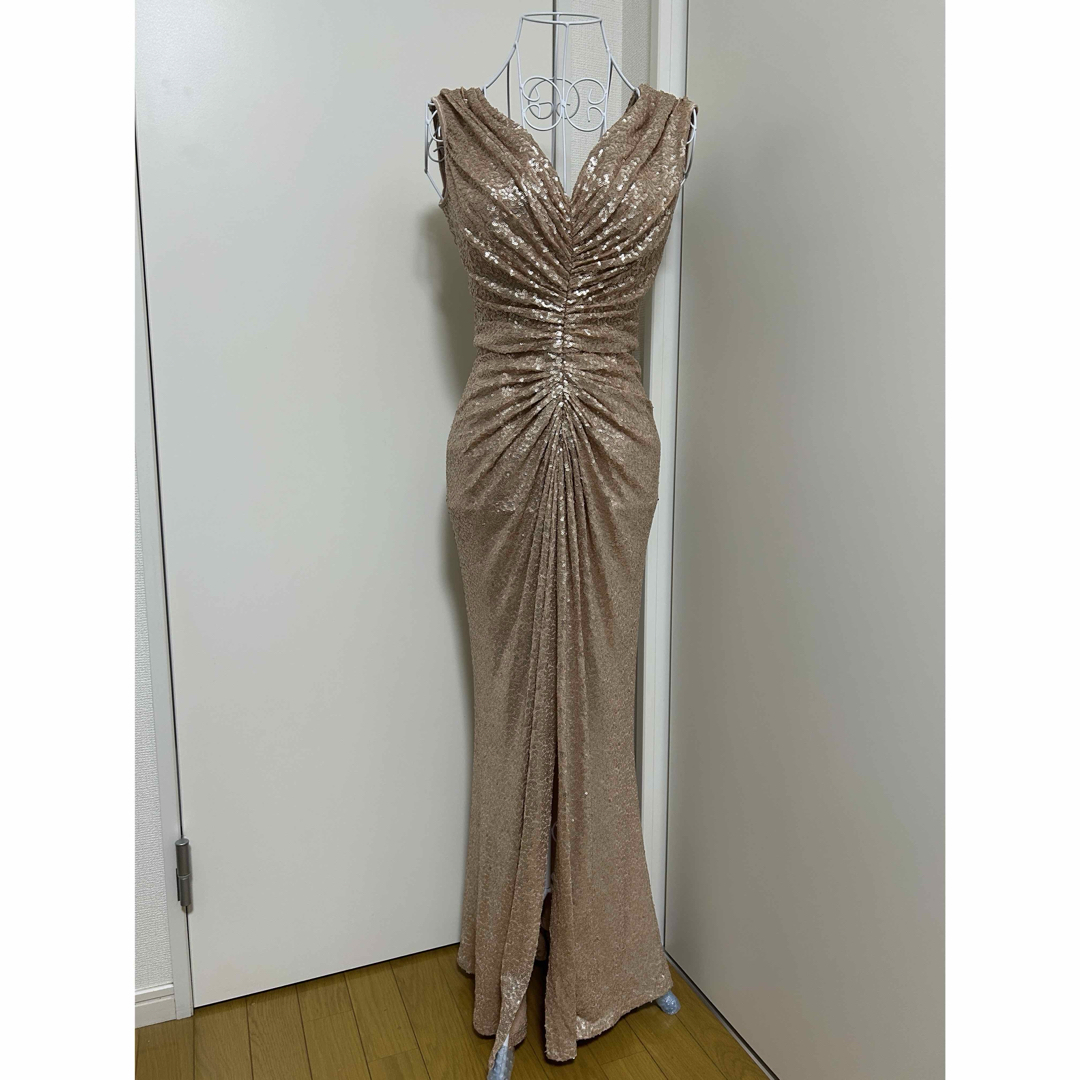 TADASHI SHOJI ゴールドスパンコールロングドレス TADASHI SHOJI - TADASHI SHOUJI ロングドレス 総スパンコール