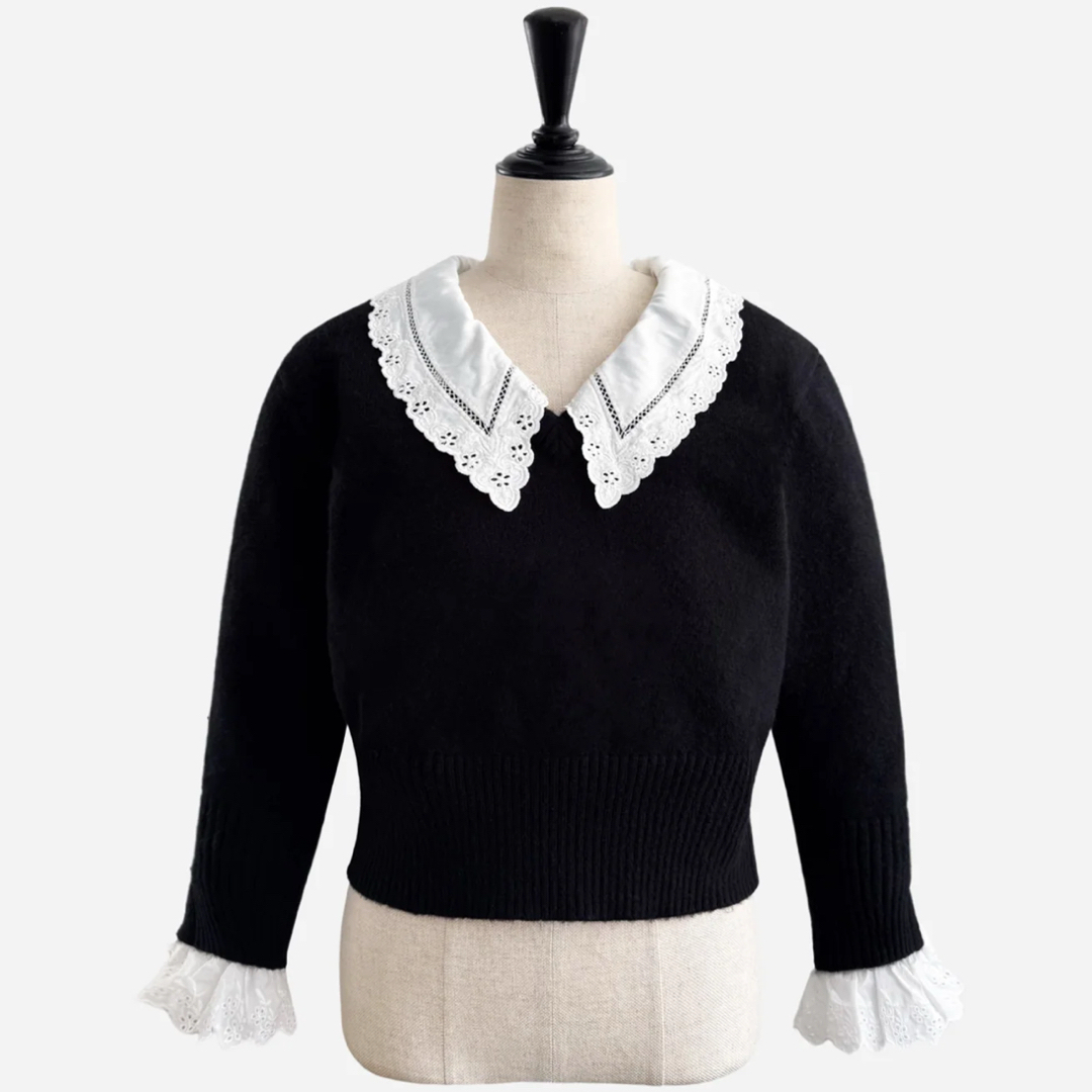 sheller lace collar knit tops レディースのトップス(ニット/セーター)の商品写真