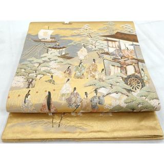平和屋着物◎六通柄袋帯　唐織　近江御幸図　人物風景文　金糸　正絹　逸品　AAAS8617cx(帯)