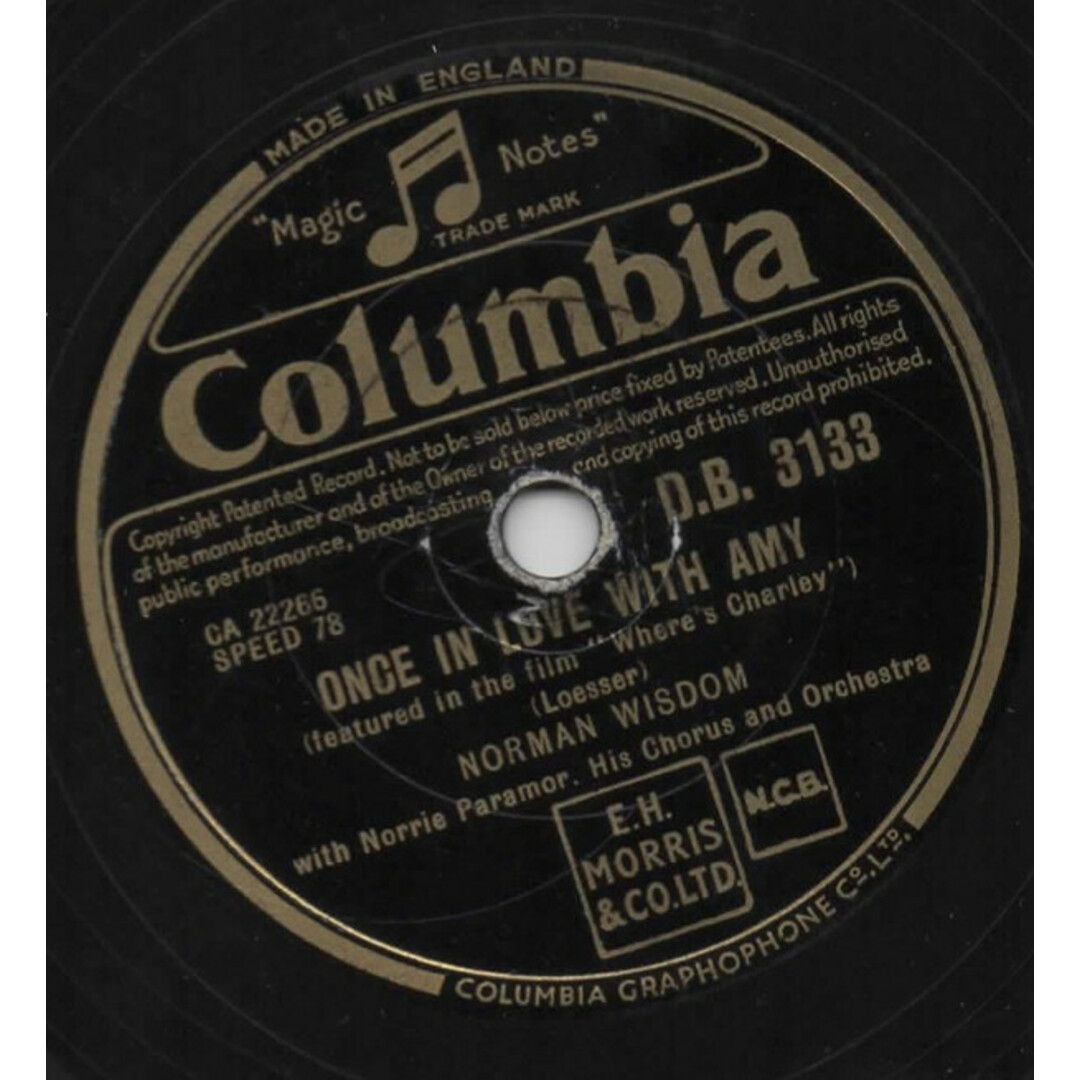 英78RPM/SP Norman Wisdom Once In Love With Amy / Dont Laugh At Me (Cause Im DB3133 Columbia /00500 エンタメ/ホビーのエンタメ その他(その他)の商品写真