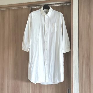 ohanaオハナ　コットン100%シャツワンピース　綿ホワイト白オーバーサイズ(ロングワンピース/マキシワンピース)