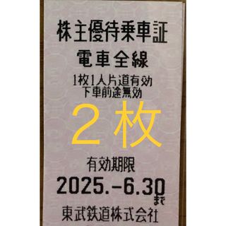 東武鉄道　株主優待乗車券２枚(鉄道乗車券)