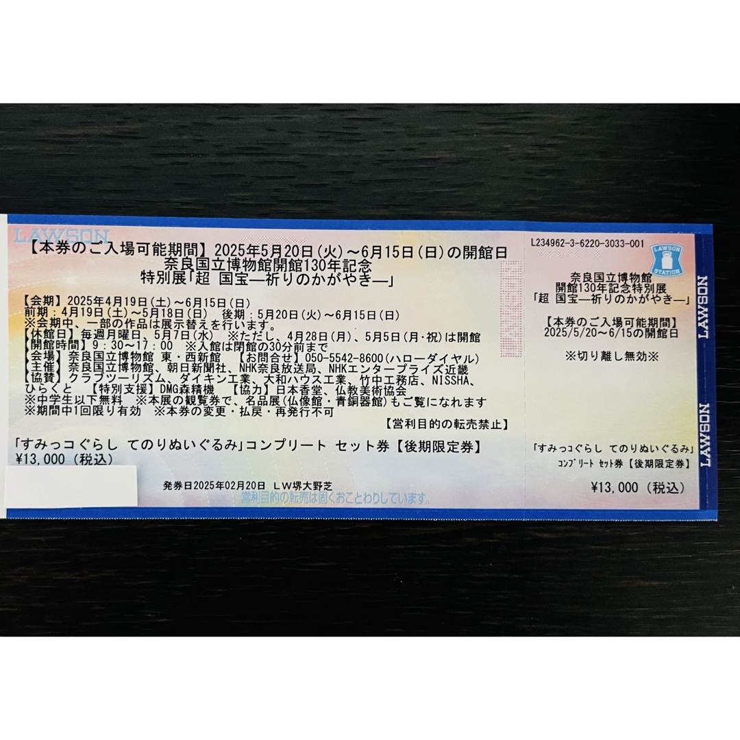 超国宝展 奈良国立博物館 チケット1枚 チケットの施設利用券(美術館/博物館)の商品写真