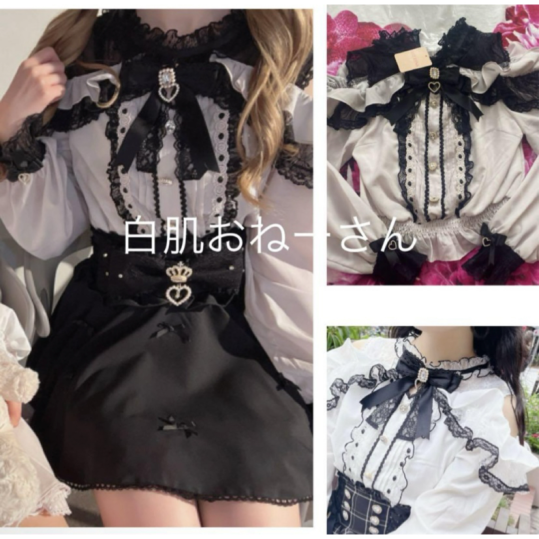 LIZ LISA(リズリサ)のLIZLISA♡オープンショルダーフリルレースブラウス♡ピンク×ブラック レディースのトップス(その他)の商品写真