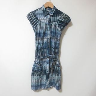 ザラ(ZARA)のC972　ZARA　ザラ　ブルー　ドット柄　ワンピース　ブラウス　シャツワンピ(その他)