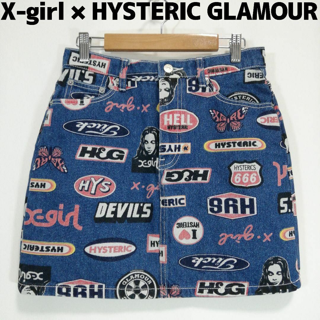 x-girl HYSTERIC GLAMOURロゴプリント ミニスカート