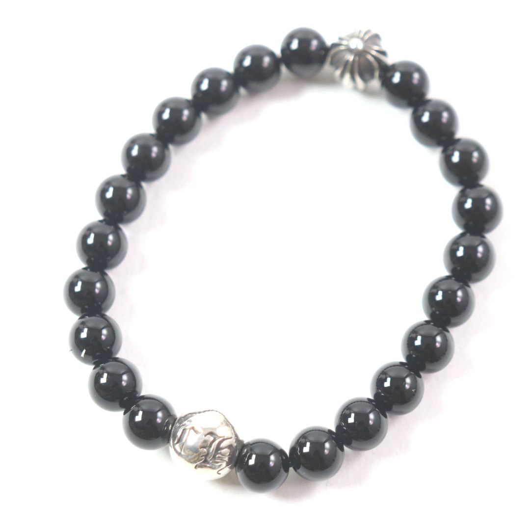 Chrome Hearts - 美品▼CHROME HEARTS クロムハーツ BEAD CHプラス ブレスレット オニキス SV925 ブラック シルバー 8mm メンズ レディース アクセサリー