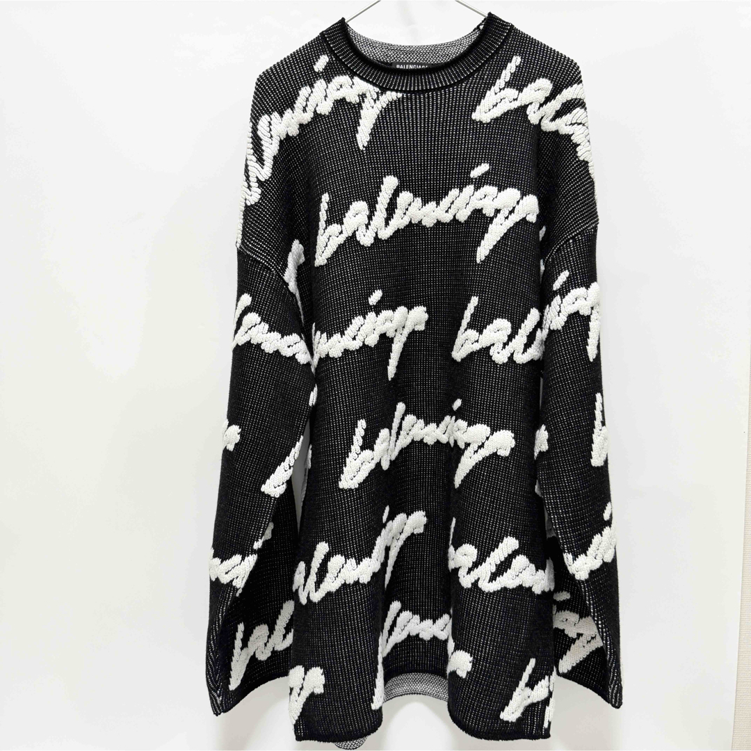BALENCIAGA(バレンシアガ)のBALENCIAGA バレンシアガ スクリブル M オーバーサイズ ニット黒 メンズのトップス(ニット/セーター)の商品写真