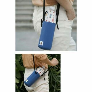 水筒カバー ブルー　水筒ホルダー 肩掛け ボトルカバー ペットボトルカバー(ノーカラージャケット)