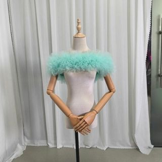 送料無料！取り外しオフショルダー グリーン 編み上げ  色直し 結婚式 前撮り(ウェディングドレス)
