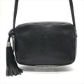 良品 SAINT LAURENT サンローラン LOU ルー YSL ロゴ レザー フリンジ チャーム付き レディース ショルダー バッグ 鞄 ブラック k5196
