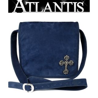 クロムハーツ(Chrome Hearts)のCHROME HEARTS 銀座店 クロムハーツ ラージフィリグリー メールバッグ ショルダー メンズ ヌバック シルバー SV925 ネイビー 97728(ショルダーバッグ)