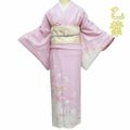 訪問着 着物 中古 ポリエステル 袷 乙葉 刺繍 桜の図 ピンク色 多色 金 身丈166.5cm 裄68.5cm L トール きもの北條 A1199-6