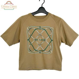 エルメス(HERMES)のHERMES エルメス フィギュア アーティスティックTシャツ コットン100％ カーキグリーン 3H4609DL サイズ36 新品同様 レディース Ginza Class Luxury Shop トップス(Tシャツ(半袖/袖なし))