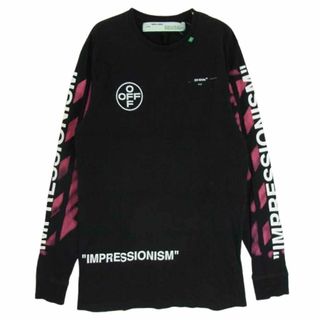 オフホワイト(Off-White)のOFF-WHITE オフホワイト OMAB001R19185015 Diagonal STENCIL ステンシル アロー  長袖 Tシャツ ブラック系 L【中古】(シャツ)