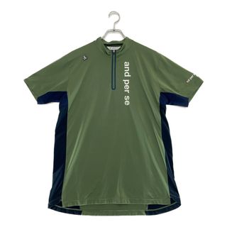 coco 中古 アンパスィ and per se メンズ 半袖シャツ L カーキ ハーフジップ 薄手(ウエア)