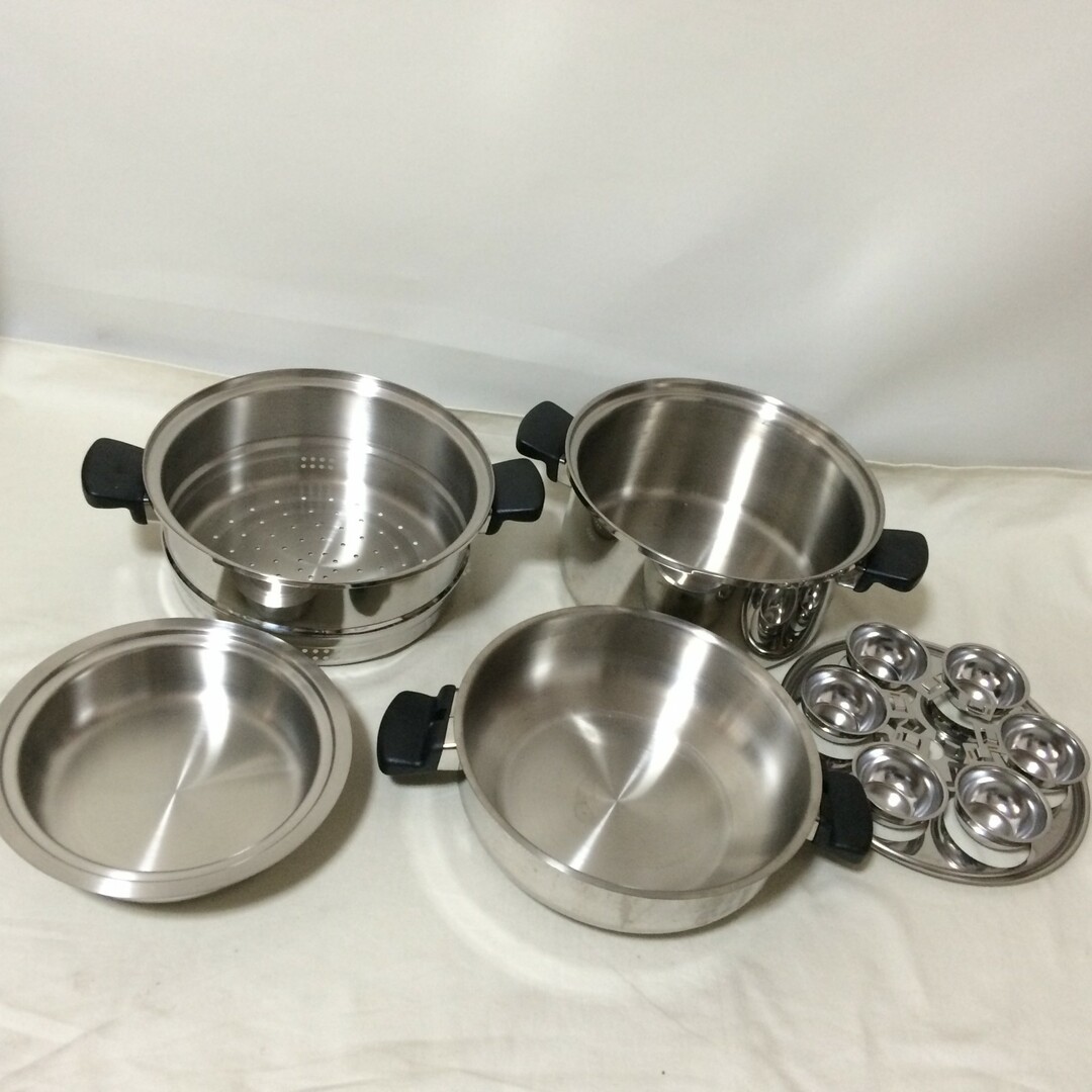 W389　Amway　アムウェイ　クイーン　シチューパン　セット　6L　鍋　蒸し器　スチーマー インテリア/住まい/日用品のキッチン/食器(鍋/フライパン)の商品写真
