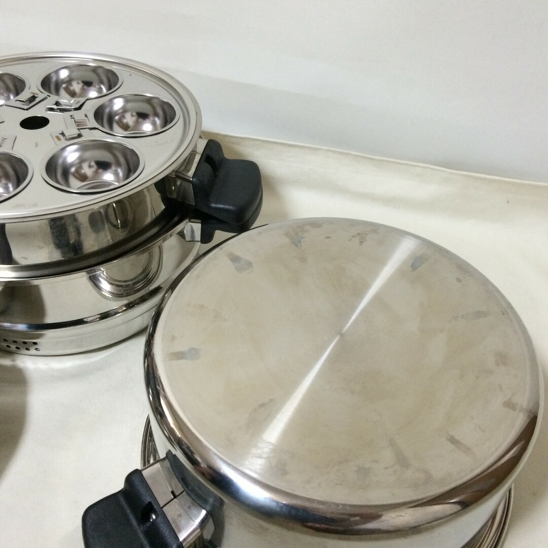 W389　Amway　アムウェイ　クイーン　シチューパン　セット　6L　鍋　蒸し器　スチーマー インテリア/住まい/日用品のキッチン/食器(鍋/フライパン)の商品写真