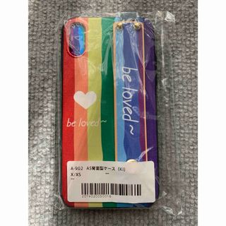 アイフォーン(iPhone)の【新品未使用】iPhone X/XS スマホケース レインボー ストラップ付き(iPhoneケース)