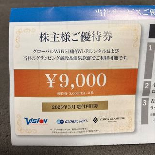 最新ビジョン株主優待　9000円分(その他)