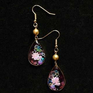 和風　蓮の花　雫　ピアス　大(ピアス)